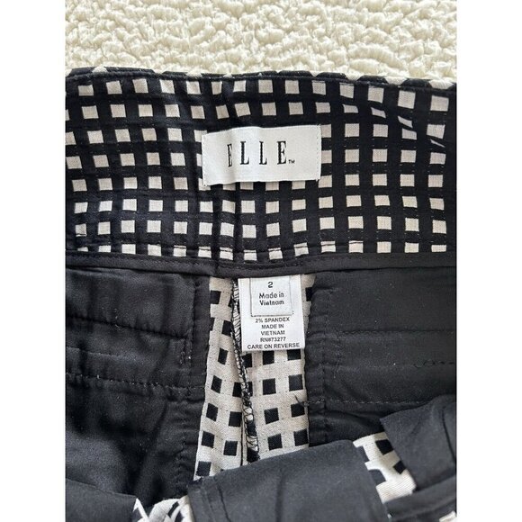 Elle Mid Rise Black & White Check Straight Leg Cropped Pants Women's Size 2 - Picture 16 of 16